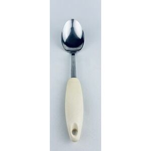 Vintage Pyrex Solid Stainless Steel Serving Spoon With White Handle
